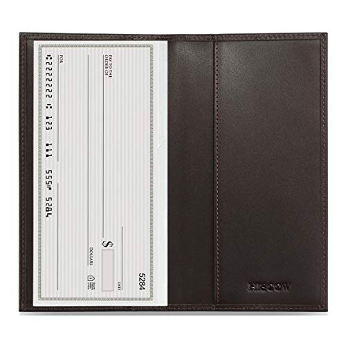 HISCOW Minimalist Checkbook Cover Full Grain Leather Premium Coffee - Image 1