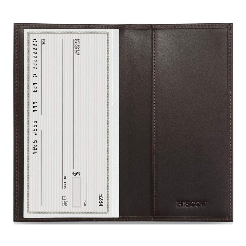 HISCOW Minimalist Checkbook Cover Full Grain Leather Premium Coffee - Image 2