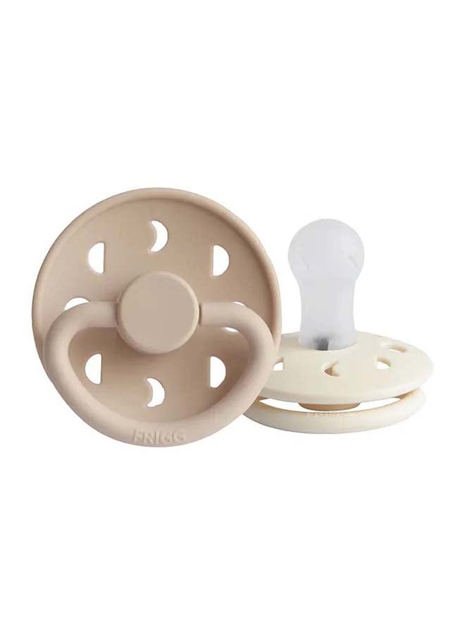 FRIGG Moon Phase Latex Baby Pacifier 0-6M 2-Pack Cream/Croissant - Size 1