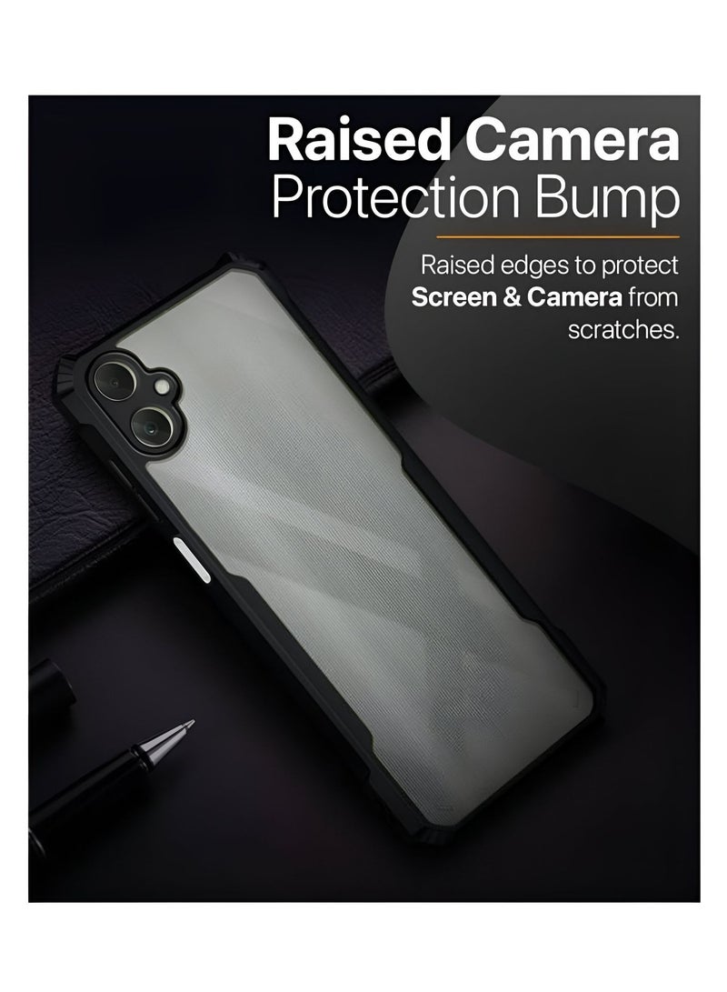 Wtech Samsung Galaxy M06 / Samsung Galaxy F06 5G 2025 Hybrid TPU Silicone with Raised Armour Bumpers Slim Case Cover - Clear/Black - Image 4