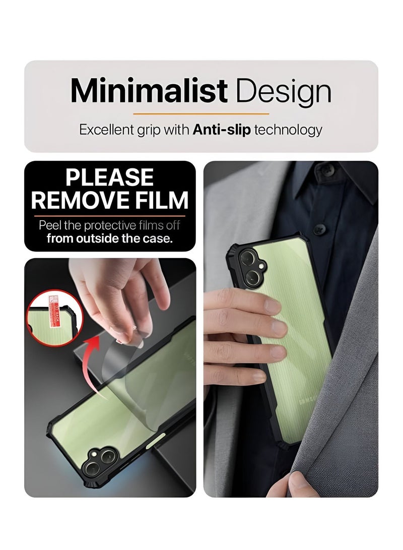 Wtech Samsung Galaxy M06 / Samsung Galaxy F06 5G 2025 Hybrid TPU Silicone with Raised Armour Bumpers Slim Case Cover - Clear/Black - Image 3