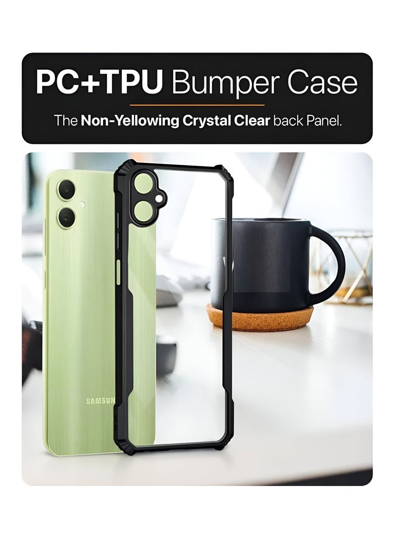 Wtech Samsung Galaxy M06 / Samsung Galaxy F06 5G 2025 Hybrid TPU Silicone with Raised Armour Bumpers Slim Case Cover - Clear/Black - Image 5