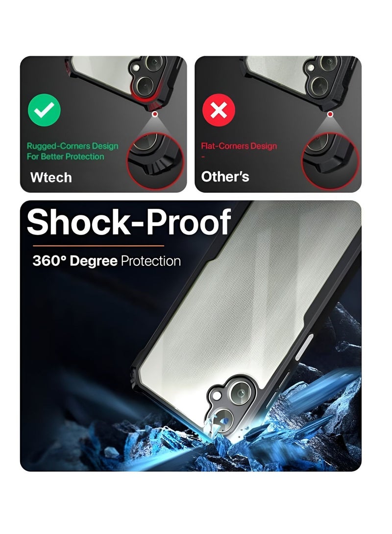 Wtech Samsung Galaxy M06 / Samsung Galaxy F06 5G 2025 Hybrid TPU Silicone with Raised Armour Bumpers Slim Case Cover - Clear/Black - Image 2