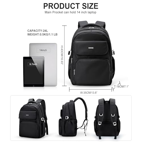 WEPOET Simple Aesthetic Black Backpacks For School,Lightweight Casual College Backpack Women,Travel Laptop Daypack Men,Waterproof Middle School Book bag For Teens Boys Girls - Image 2