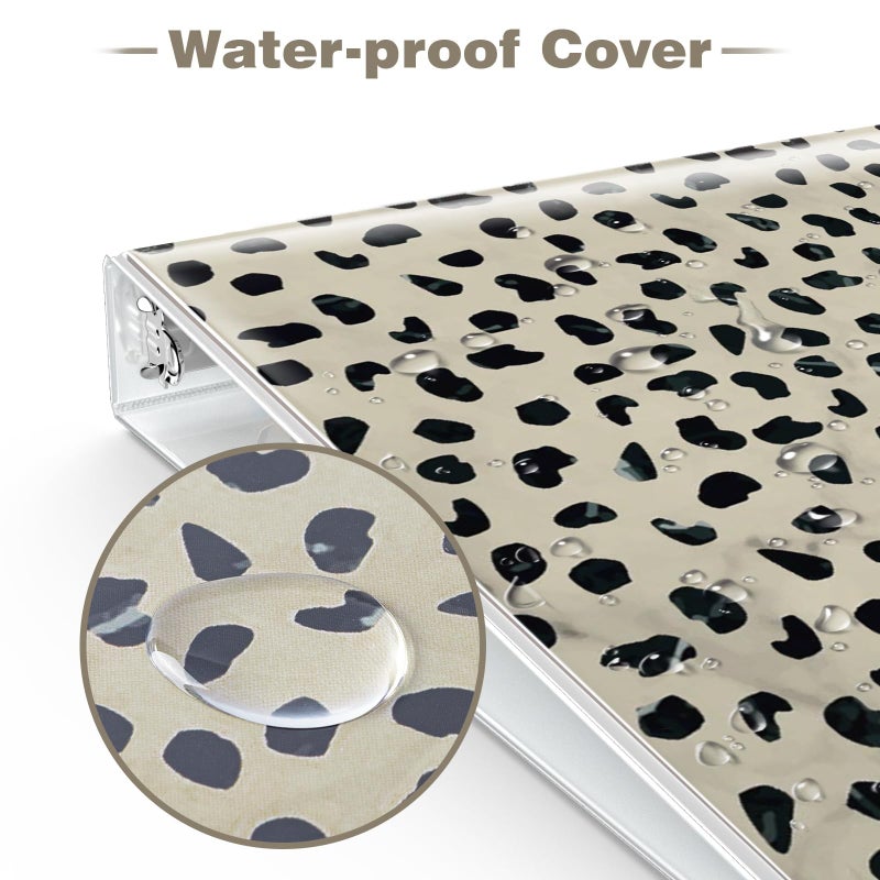 Eyrozill Leopard 3 Ring Binder 1 Inch, Decorative Recipe Binders Organizer, Client Records with Clear Interior Pockets for Letter-Size(11" x 8.5") Paper, PVC Cover (Leopard) - Image 2