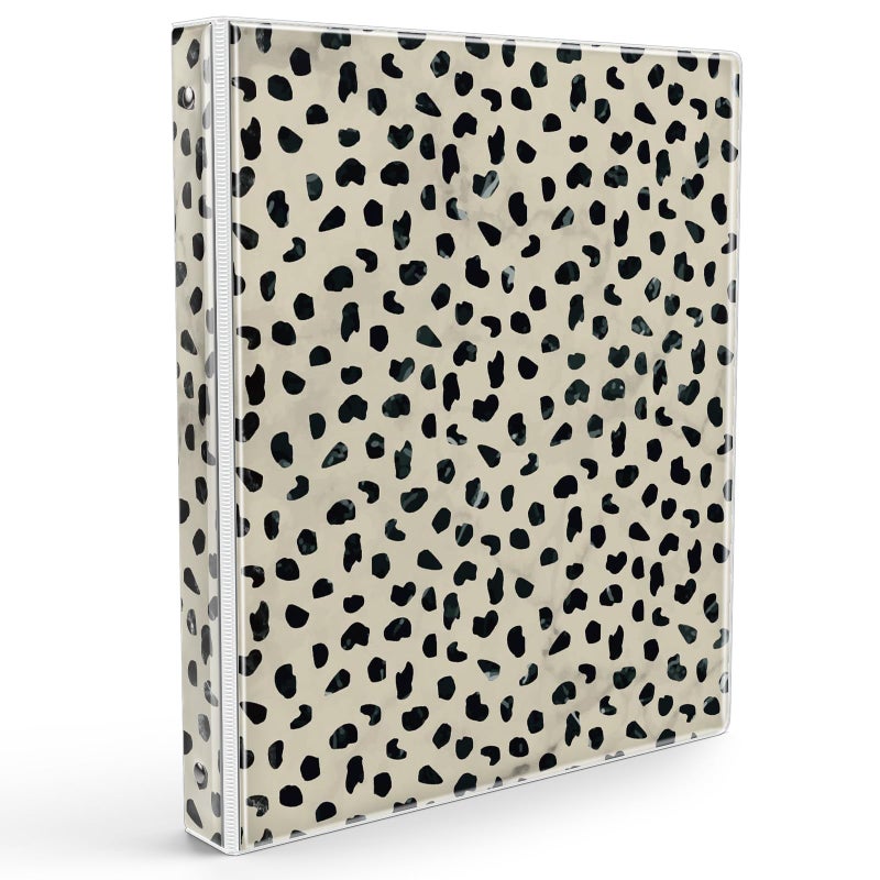 Eyrozill Leopard 3 Ring Binder 1 Inch, Decorative Recipe Binders Organizer, Client Records with Clear Interior Pockets for Letter-Size(11" x 8.5") Paper, PVC Cover (Leopard) - Image 1