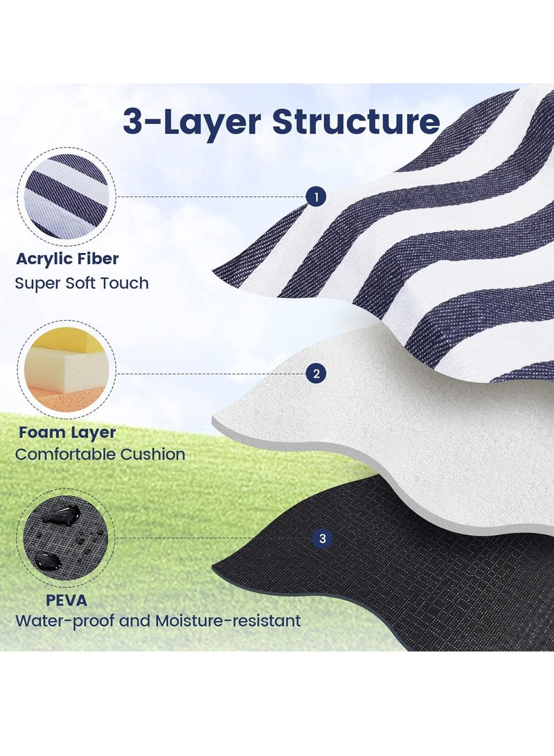 Generic "80”x 80” Picnic Blanket Extra Large, Waterproof and Foldable Beach Blanket, 3-Layer Outdoor Blanket for 6 to 8 Adults, For Camping, Park, Beach, Grass, Indoors… " - Image 5