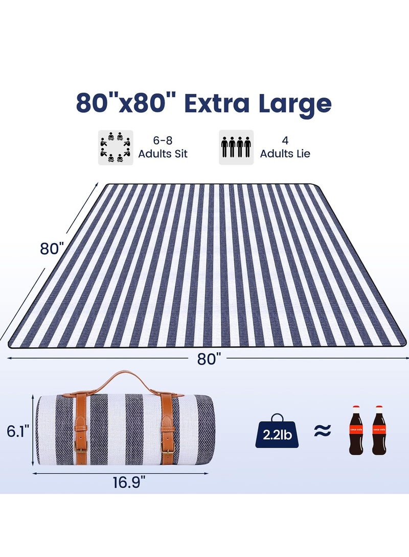 Generic "80”x 80” Picnic Blanket Extra Large, Waterproof and Foldable Beach Blanket, 3-Layer Outdoor Blanket for 6 to 8 Adults, For Camping, Park, Beach, Grass, Indoors… " - Image 4