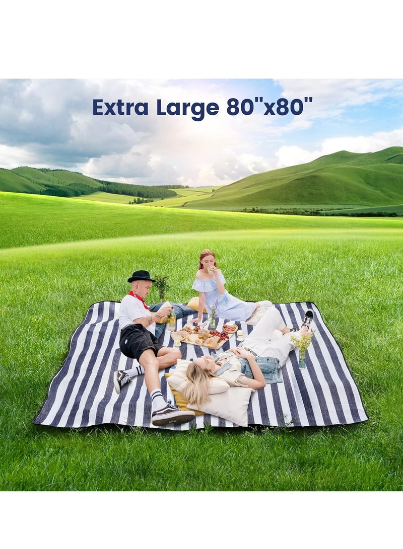 Generic "80”x 80” Picnic Blanket Extra Large, Waterproof and Foldable Beach Blanket, 3-Layer Outdoor Blanket for 6 to 8 Adults, For Camping, Park, Beach, Grass, Indoors… " - Image 3