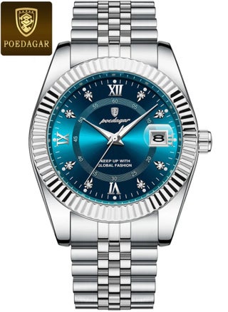 Silver shell blue surface steel belt model
