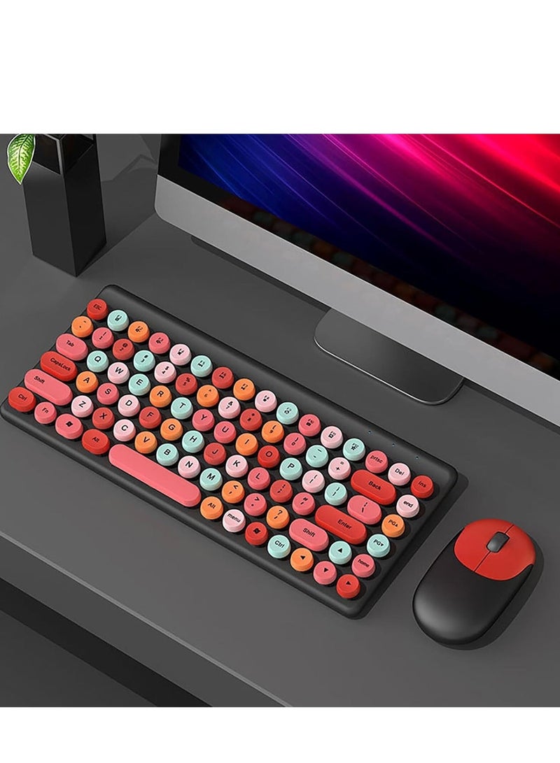 مجموعة لوحة مفاتيح وماوس لاسلكية 2.4 جيجا هرتز، مجموعة لوحة مفاتيح USB لاسلكية دائرية لطيفة موفرة للطاقة، رفيعة جدًا لأجهزة الكمبيوتر المحمول المنزلية وأجهزة الكمبيوتر المكتبية / Mac / التلفزيون الذكي، بطارية 2 * AA مستخدمة - أسود - Image 3