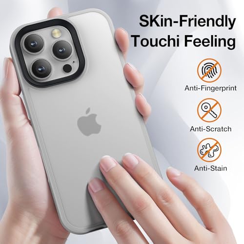 Yriklso for iPhone 16 Pro Max Phone Case, Shockproof for iPhone 16 Pro Max Case, Military Grade Drop Protection, Protective Hard Back Slim Translucent Cover,Grey - Image 4