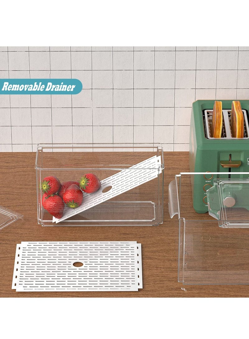 XiuWoo Set Of 7 BPA-Free Clear Stackable Refrigerator Fridge Organizer Container Bins with Lids for Fruits Vegetable Food Drinks - Image 2