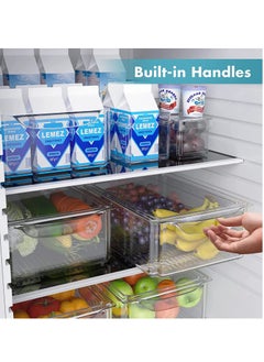 XiuWoo Set Of 7 BPA-Free Clear Stackable Refrigerator Fridge Organizer Container Bins with Lids for Fruits Vegetable Food Drinks  - Image 3