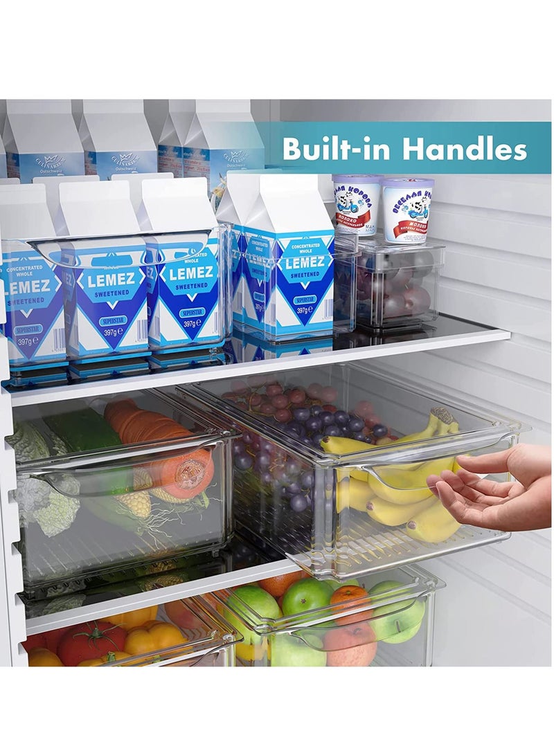 XiuWoo Set Of 7 BPA-Free Clear Stackable Refrigerator Fridge Organizer Container Bins with Lids for Fruits Vegetable Food Drinks - Image 3