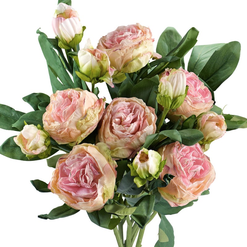FiveSeasonStuff Vintage Blush Pink Peonies â€“ Realistic Artificial Silk Flowers with Dry-Look Petals, 6 Stems for Rustic Home & Wedding Bridesmaids Bouquet Bridal Showers - Image 1