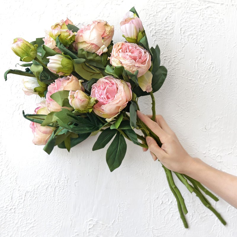 FiveSeasonStuff Vintage Blush Pink Peonies â€“ Realistic Artificial Silk Flowers with Dry-Look Petals, 6 Stems for Rustic Home & Wedding Bridesmaids Bouquet Bridal Showers - Image 4