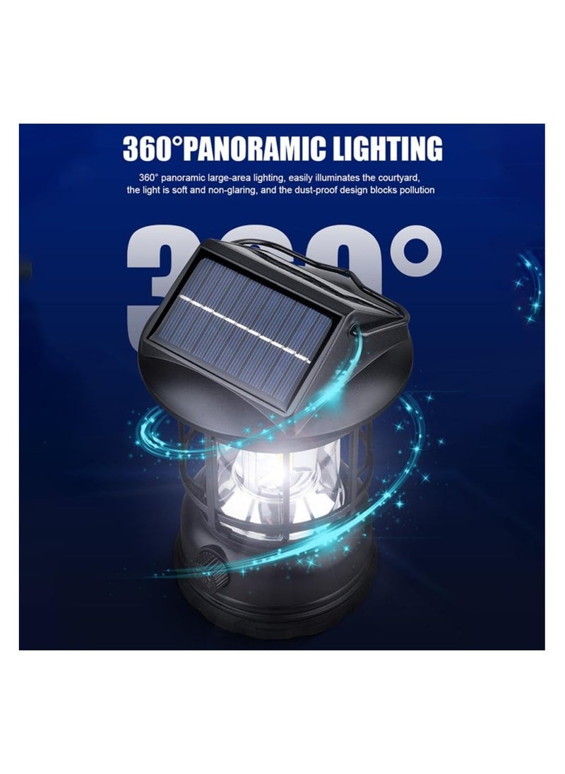 Solar Camping Lantern, Battery Powered LED Camping Light, COB High Brightness Waterproof Vintage Portable Tent Light for Indoor Outages Hiking Emergency Power Outage Hurricane Supplies - Image 5