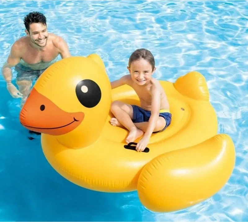 INTEX 3+ Years Old Rideon Yellow Duck - Sea Pool Rider Inflatable Duck Rider with Handle Yellow