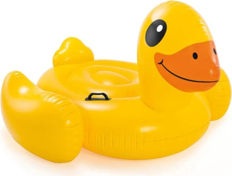 INTEX 3+ Years Old Rideon Yellow Duck - Sea Pool Rider Inflatable Duck Rider with Handle Yellow