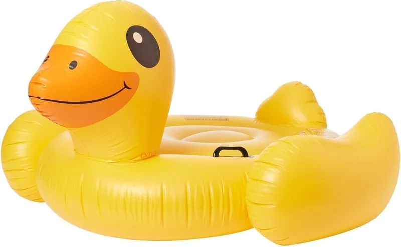 INTEX 3+ Years Old Rideon Yellow Duck - Sea Pool Rider Inflatable Duck Rider with Handle Yellow