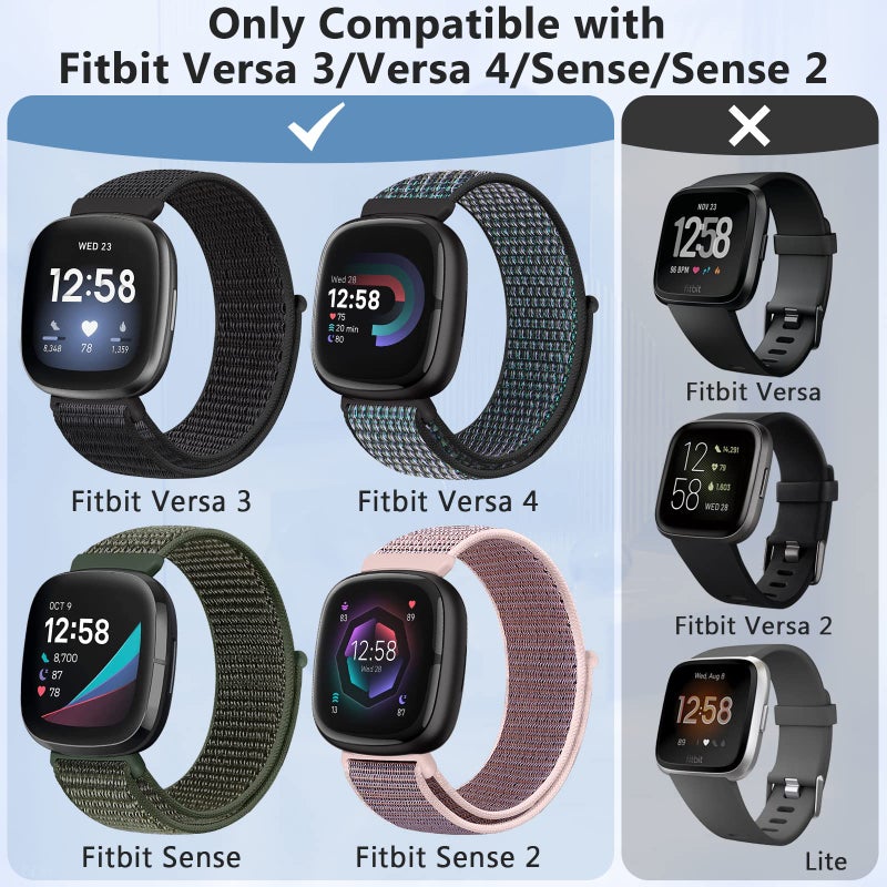 Bcuckood Nylon Loop Compatible with Fitbit Sense 2/Fitbit Sense/Fitbit Versa 4/Fitbit Versa 3 Bands, Women Men Soft Nylon Adjustable Breathable Strap Solo Loop Replacement Wristband - Image 5