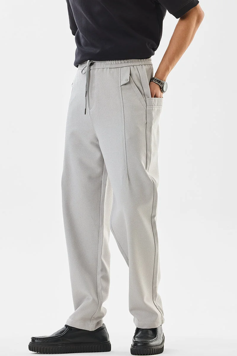 SNITCH Regular Fit Mid Rise Grey Trousers