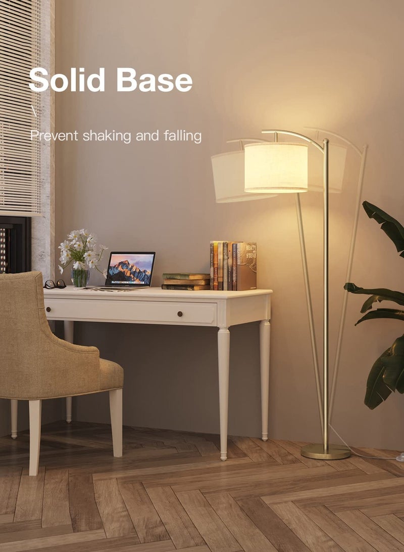 Bolivia's Floor Lamps, 3 Color Temperatures Standing Lamp with Linen Shade, Tall Lamps for Living Room Bedroom Office Classroom Dorm Room (12W Bulb Included)(Gold)  - Image 5
