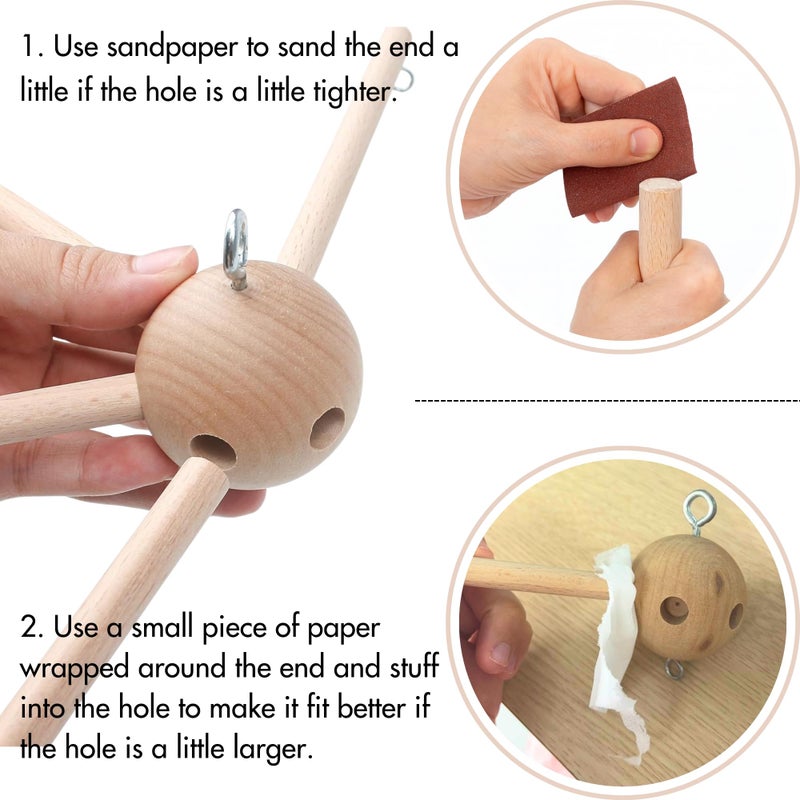 Marsrut Baby Mobile Kit Frame DIY for Crib Decorative Natural Wooden Wind Chime Equipment Hanger for Infant Boy Girl Home Nursery Creative Craft Wall Balcony Hanging Toy Bell Accessories Bedroom Ceiling Decor - Image 4