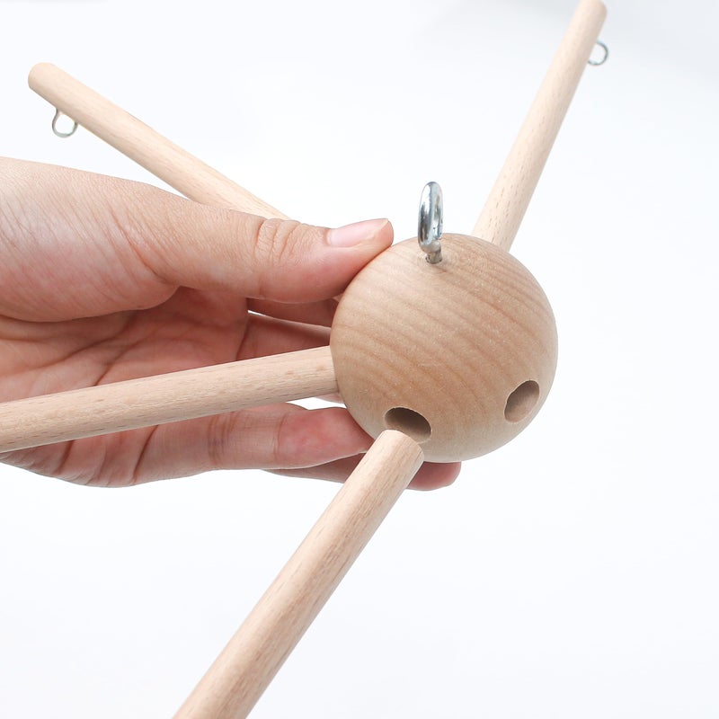 Marsrut Baby Mobile Kit Frame DIY for Crib Decorative Natural Wooden Wind Chime Equipment Hanger for Infant Boy Girl Home Nursery Creative Craft Wall Balcony Hanging Toy Bell Accessories Bedroom Ceiling Decor - Image 3
