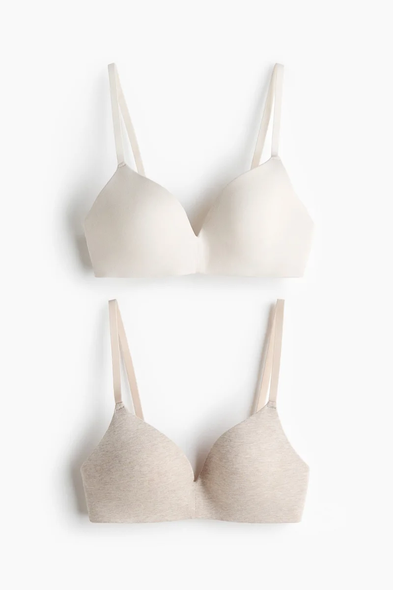 H&M  2-pack padded non-wired cotton bras for Women | Best Price UAE