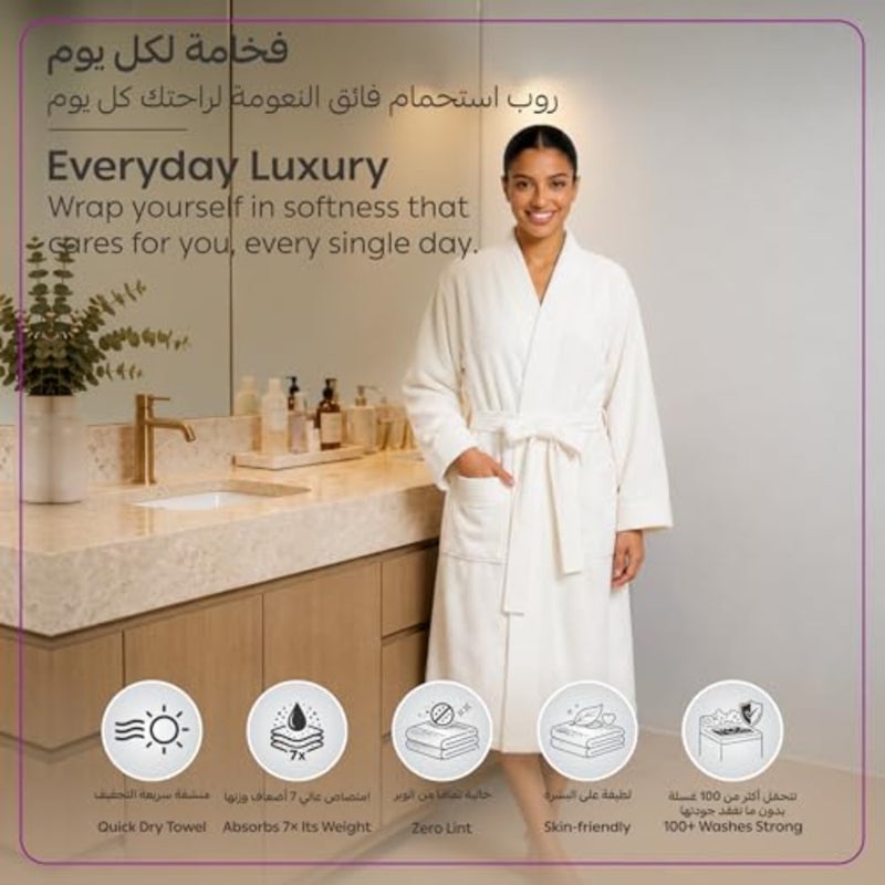 DONETELLA 1-Pcs Unisex Bathrobe - Kimono Collar, Highly Absorbent, Quick Dry, Soft Spa Robe with Belt and Pockets - Microfiber 330 GSM, Everyday Use - Image 3