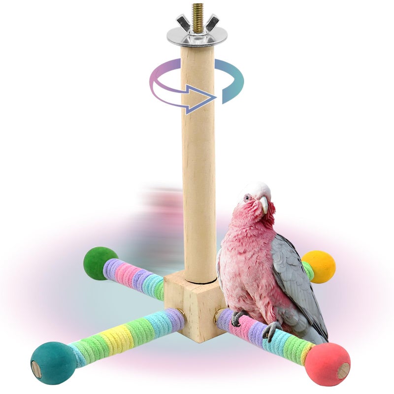 FAILUN Upgraded Parrot Perch ToyRotating Bird Perch Stand with Chew Ball Toy for SmallMedium BirdsBird Cage Accessories for Parakeets Cockatiels Lovebirds Conures Finches Budgies Rainbow Colors - Image 2