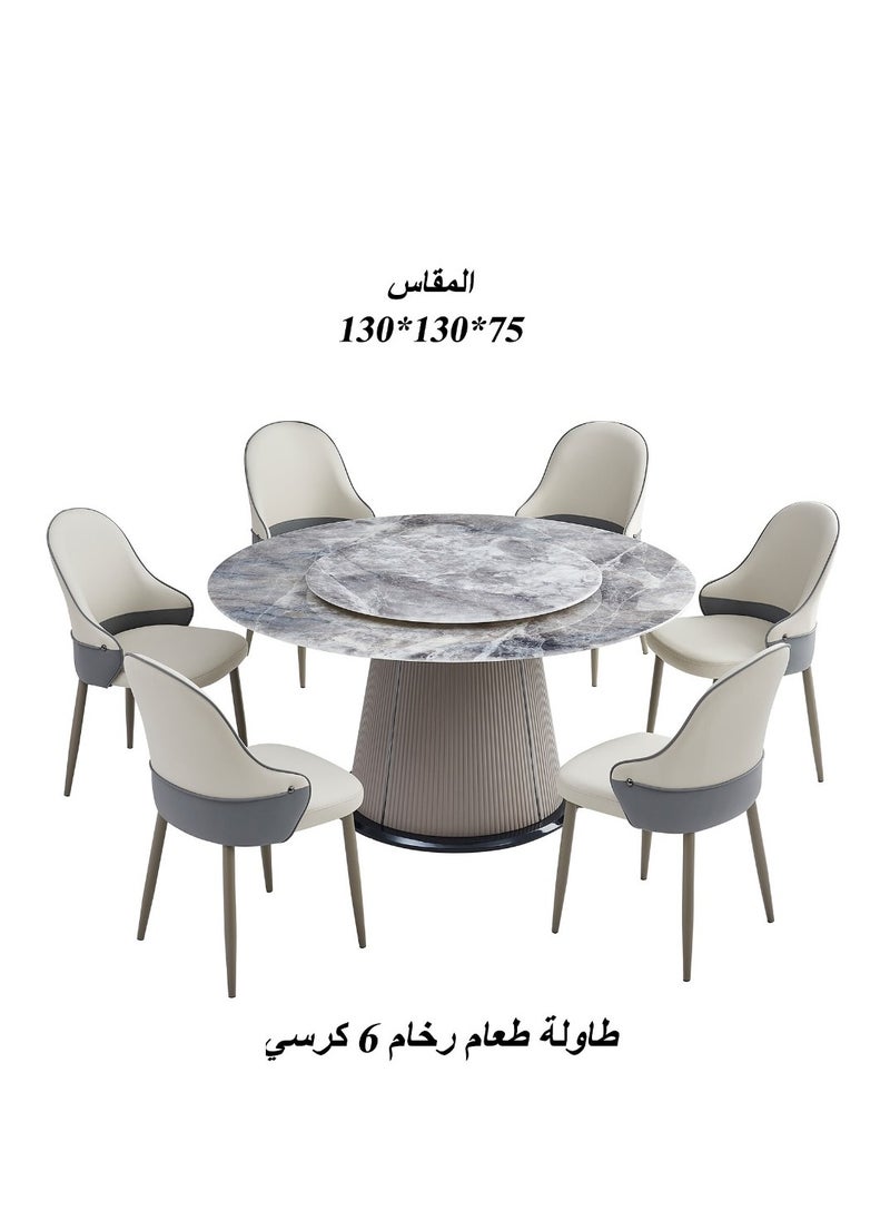 Luxury Marble Round Dining Table With 6 Chairs Set 130*130*75 CM - pzsku/Z0247224728E61794608DZ/45/_/1707815472/8817a1cc-2c0b-4099-9e52-dbe686d9c352