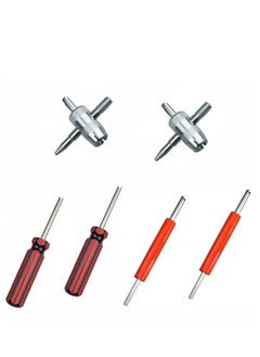 Tire Valve Stem Removal Tool Single and Double Heads Valve Core Remover 4 Way Valve Tool Great Tire Repair Tool for Various Valve Cores 6Pcs