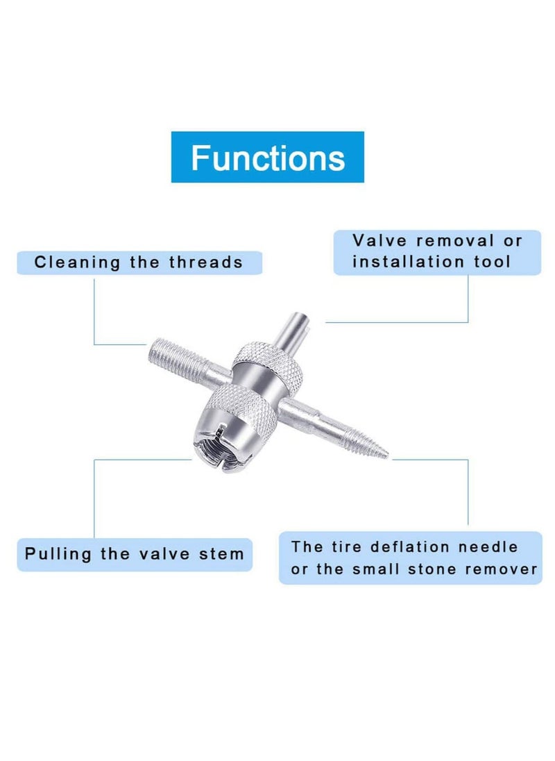 KASTWAVE - Tire Valve Stem Removal Tool Single and Double Heads Valve Core Remover 4 Way Valve Tool Great Tire Repair Tool for Various Valve Cores 6Pcs - Image 1