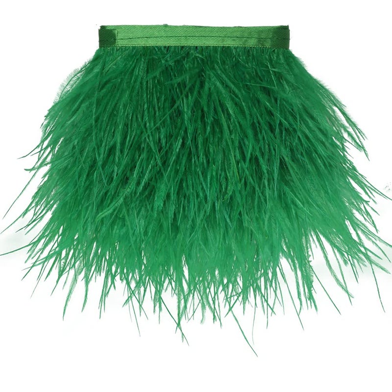 AMZTKDIY Ostrich Feathers Sewing Fringe Trim Ribbon for Crafts Clothes Accessories Latin Wedding Dress DIY 25 Yards 34inch Width 5 Yards Green 