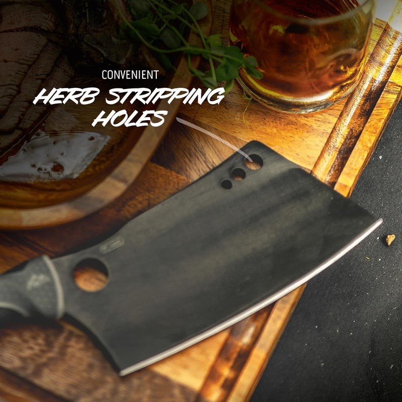Outdoor Edge ErgoMax Cleaver - Razor Sharp Meat Cleaver and Vegetable Kitchen Knife, Premium Titanium-Coated Steel Blades, Multipurpose Chef Knife for Home and Kitchen with Ergonomic Handle - Image 3