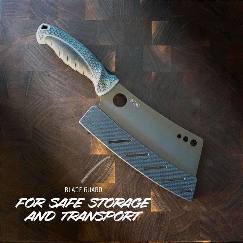 Outdoor Edge ErgoMax Cleaver - Razor Sharp Meat Cleaver and Vegetable Kitchen Knife, Premium Titanium-Coated Steel Blades, Multipurpose Chef Knife for Home and Kitchen with Ergonomic Handle - Image 1