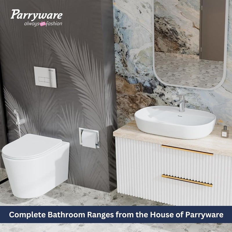 Parryware Linea Plus Push Plate Square Cistern Flush Actuator for Mechanical Inwall Tanks Polished Chrome E8221A1 - Image 5