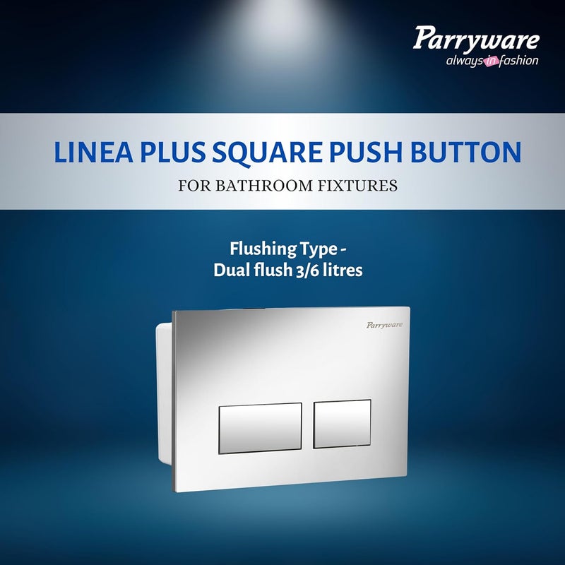Parryware Linea Plus Push Plate Square Cistern Flush Actuator for Mechanical Inwall Tanks Polished Chrome E8221A1 - Image 2