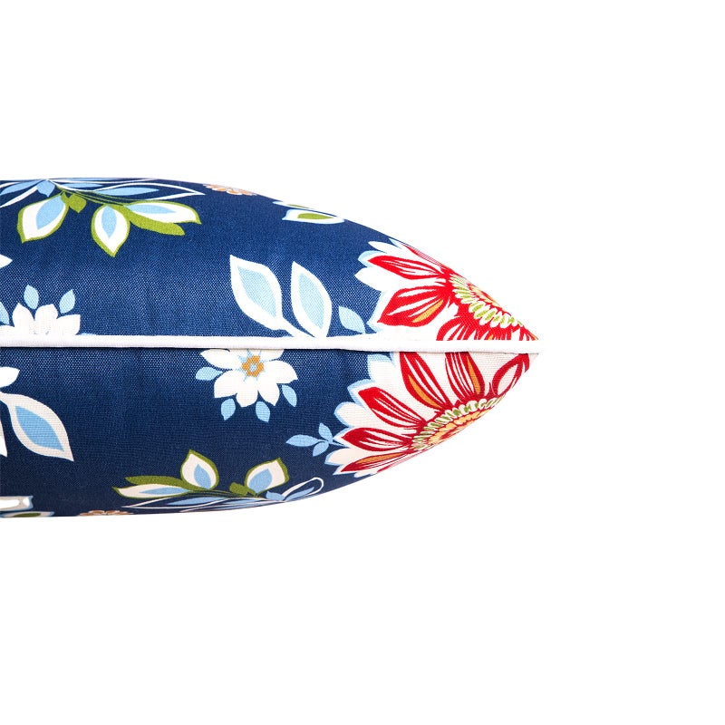 JMGBird Water-Resistant Outdoor Pillows Set of 2, 12x20 inch Durable Red Flowers Blue Background Throw Pillows with Inserts for Patio Furniture - Image 4