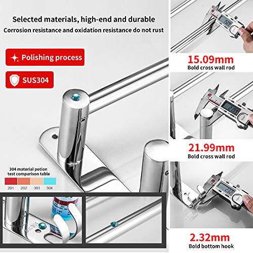 lanliebao Towel Bars Freely Retractable 20-30 Inche Stainless Steel 304 Bath Towel Rack Strong 3M Adhesive Bathroom Wall-mounting Free mounting Hole-Installing washroom Kitchen Space Saving (2 Bars) - Image 3