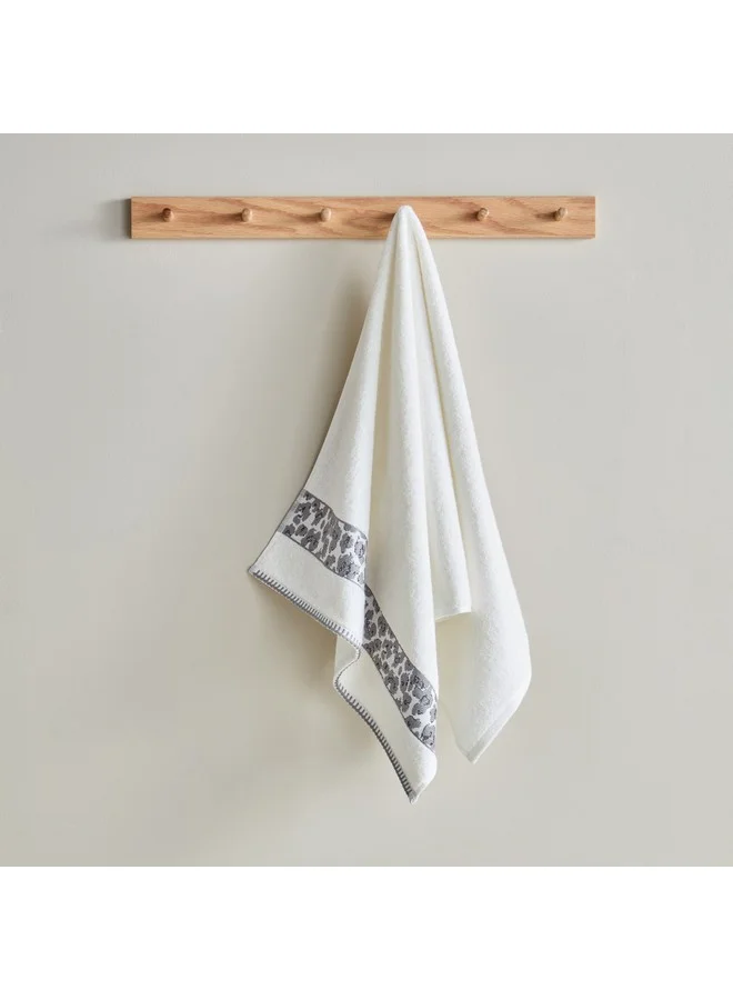 Home Box Opulence Leopard Border Jacquard Turkish Cotton Hand Towel 90 x 50 cm
