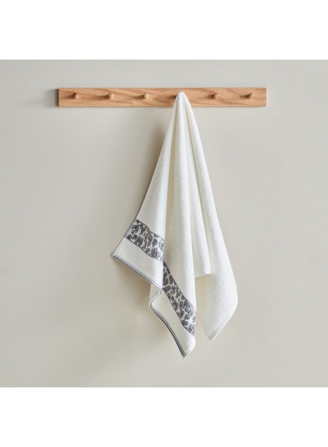 Home Box Opulence Leopard Border Jacquard Turkish Cotton Hand Towel 90 x 50 cm  - Image 1