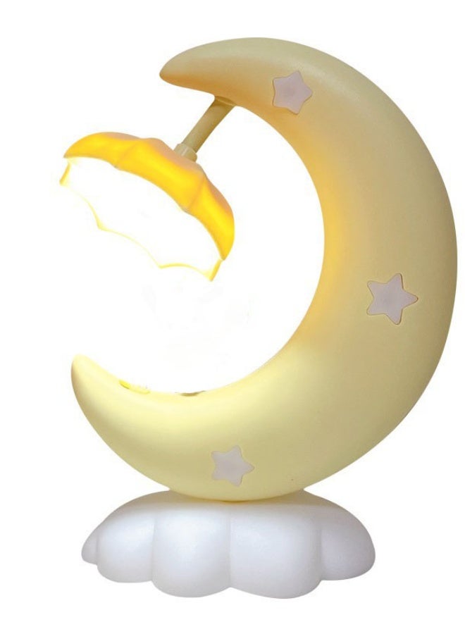 Creative LED Moon Boat Night Light Multifunctional Room Decor Rechargeable Bedside Lamp for Boys and Elegant Design with Soft Lighting for Bedroom Atmosphere - Image 1