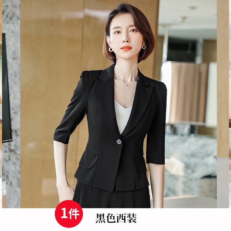 In spring and summer, Han Fan Suit Dress Womens Business Wear suit Short-sleeved Small Suit Womens Clerk Work Wear black suit 