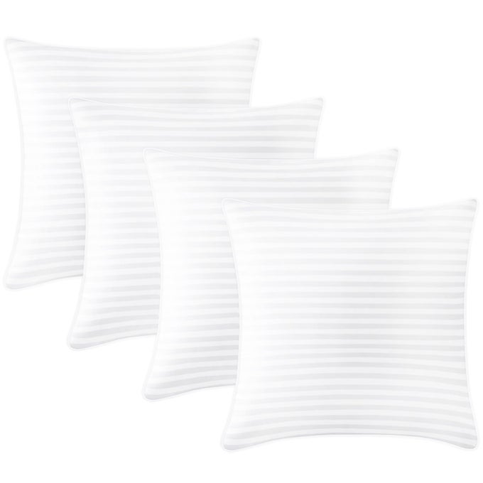 18X18 THROW PILLOW INSERT SET OF 4 INDOOR DECORATIVE PILLOW FOR COUCH SOFA BED CUSHION AND SHAM WITH PREMIUM DOWN ALTERNATIVE FILLED WHITE