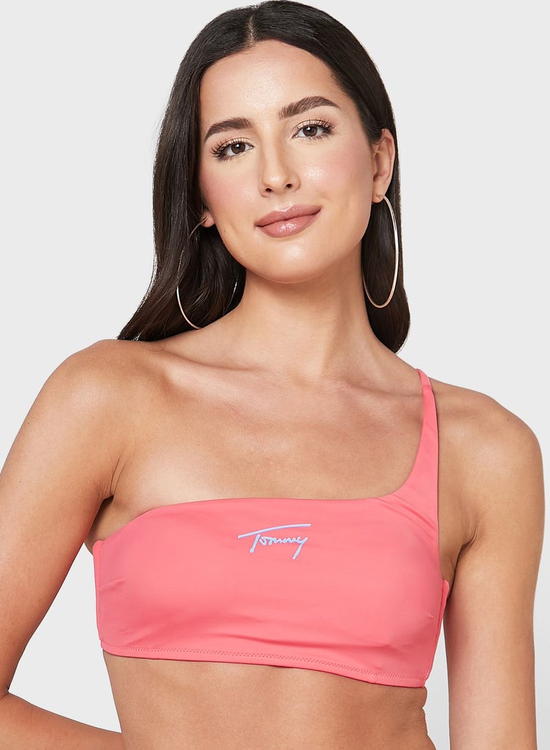 One Shoulder Logo Bikini Top