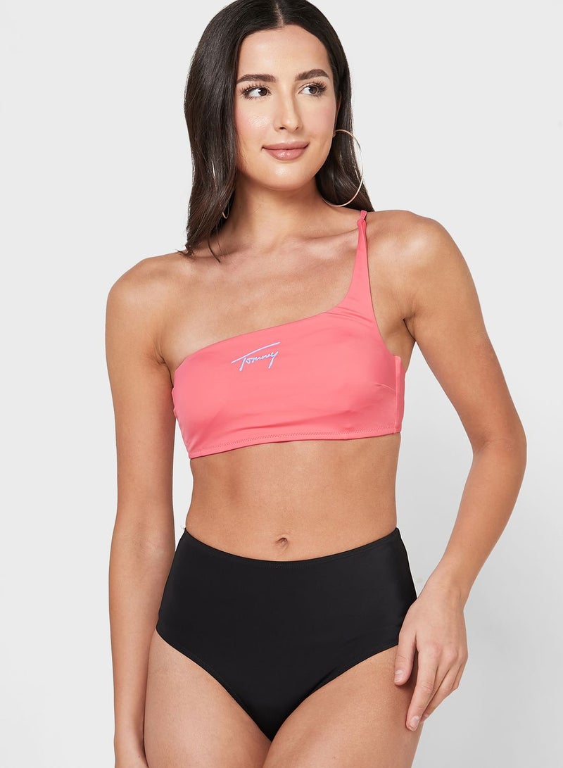 One Shoulder Logo Bikini Top